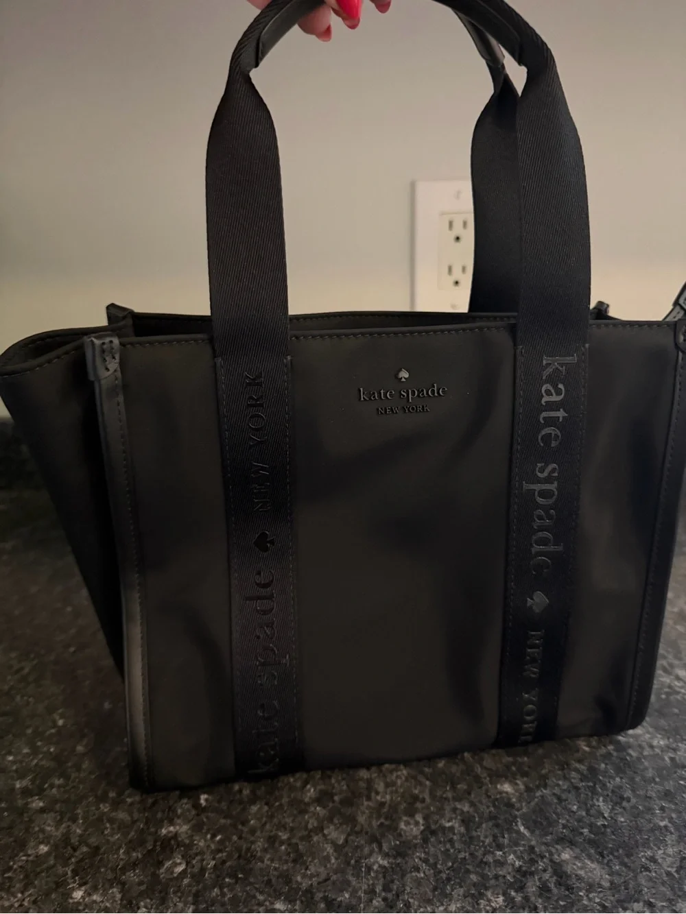 kate spade Black Nylon Crossbody Tote with Logo Straps